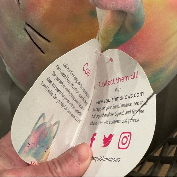 Squishmallows Cali 11” Cat Unicorn tie dyed Plushie - Picture 8 of 11